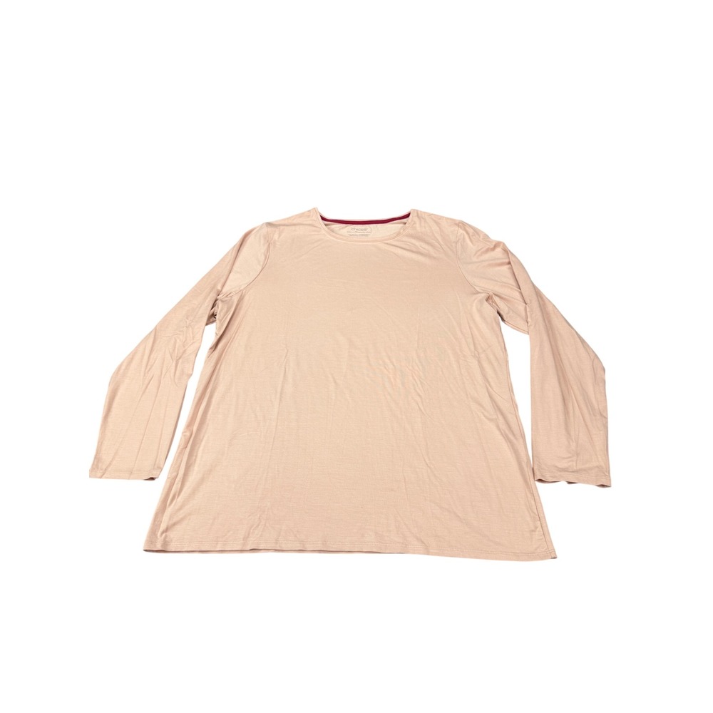 Chicos‎ The Ultimate Tee Womens XL Size 3 Peach Pink Long Sleeve Crew Neck Top